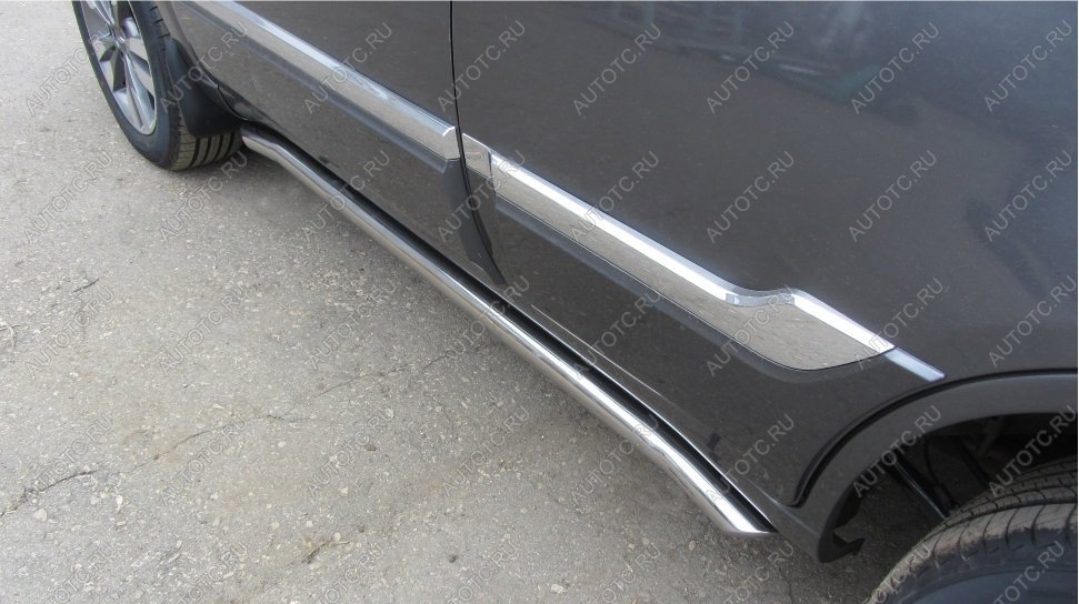 14 599 р. Защита порогов d57 с гибами Slitkoff SSANGYONG Actyon Sport (2012-2025) (нержавейка полированная)  с доставкой в г. Самара