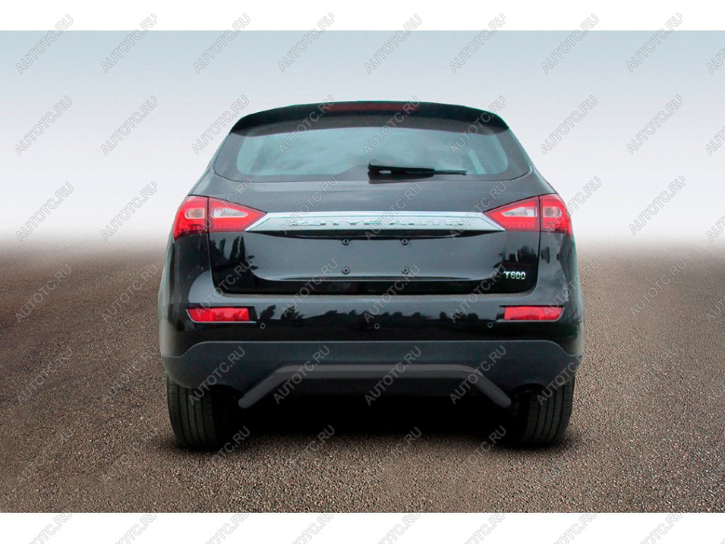 7 999 р. Защита заднего бампера d57 скоба Slitkoff Zotye T600 (2014-2021) (Сталь с полимерным покрытием в цвет черный)  с доставкой в г. Самара