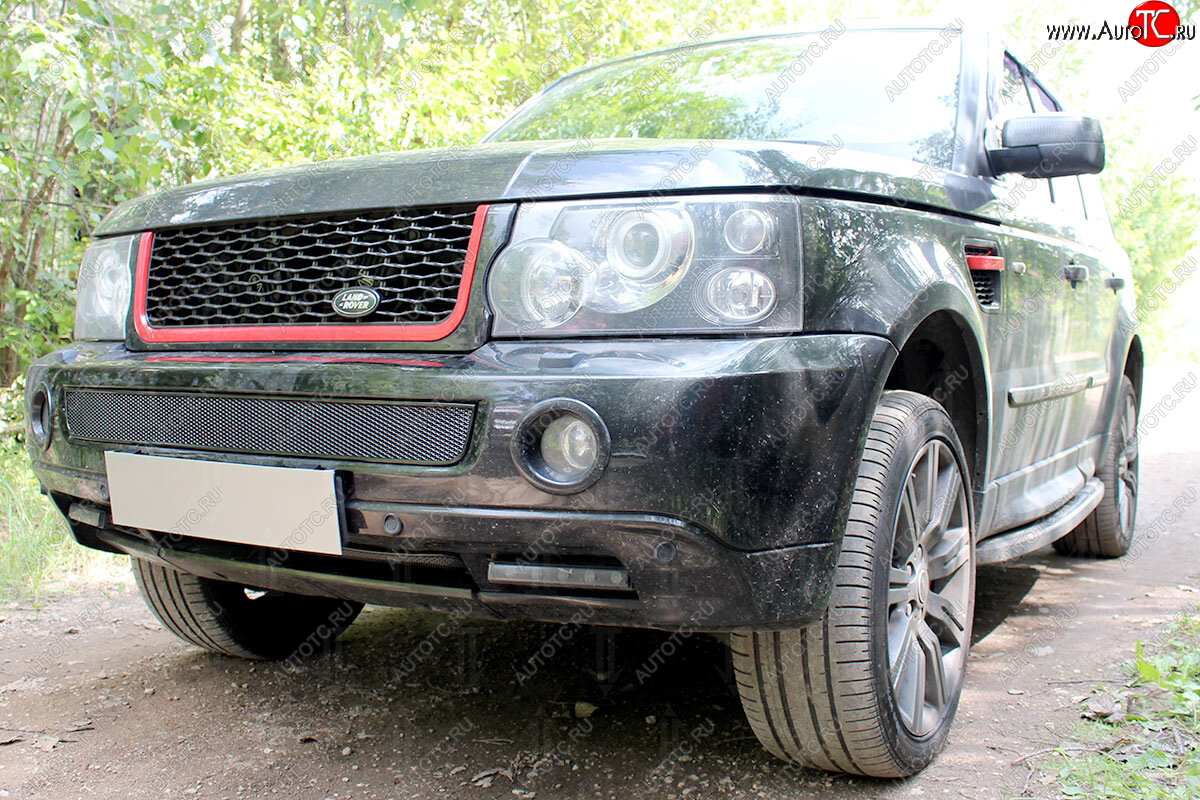 4 549 р. Защитная сетка в бампер (низ, ячейка 4х10 мм) Alfeco Премиум Land Rover Range Rover Sport 1 L320 дорестайлинг (2005-2009) (Чёрная)  с доставкой в г. Самара