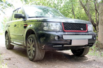 4 649 р. Защитная сетка в бампер (низ, ячейка 4х10 мм) Alfeco Премиум Land Rover Range Rover Sport 1 L320 дорестайлинг (2005-2009) (Хром)  с доставкой в г. Самара. Увеличить фотографию 4