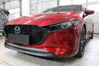 3 879 р. Защитная сетка в бампер (низ, ячейка 4х10 мм) Alfeco Премиум Mazda 3/Axela BP хэтчбэк (2019-2025) (Хром)  с доставкой в г. Самара. Увеличить фотографию 3