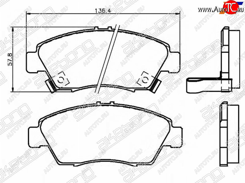 2 099 р. Колодки тормозные AKEBONO (передние) Honda Civic ES седан дорестайлинг (2000-2003)  с доставкой в г. Самара