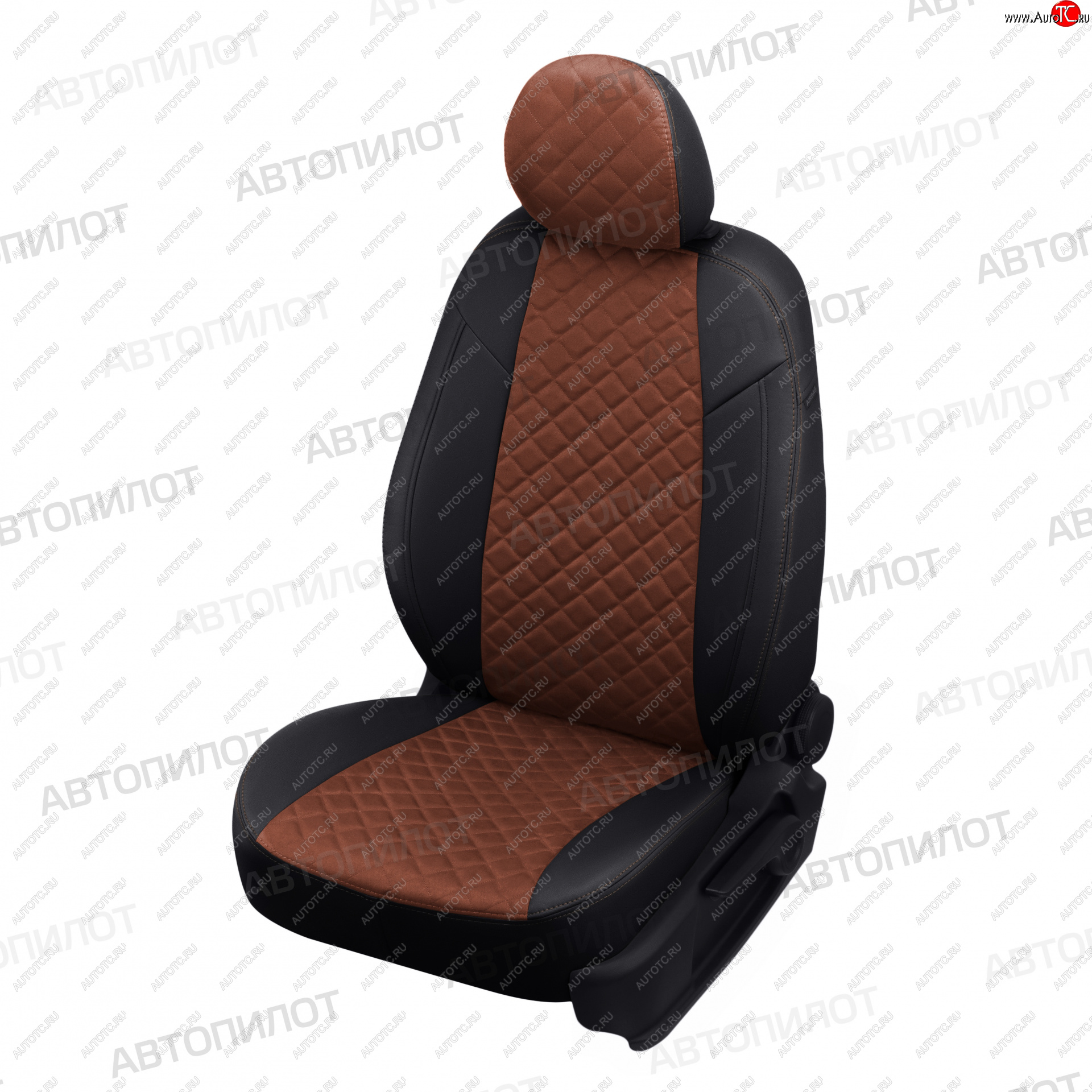 10 649 р. Чехлы сидений (Titanium, экокожа/алькантара) Автопилот Ромб Ford Mondeo MK5 CD391 дорестайлинг седан (2014-2018) (темно-коричневый)  с доставкой в г. Самара