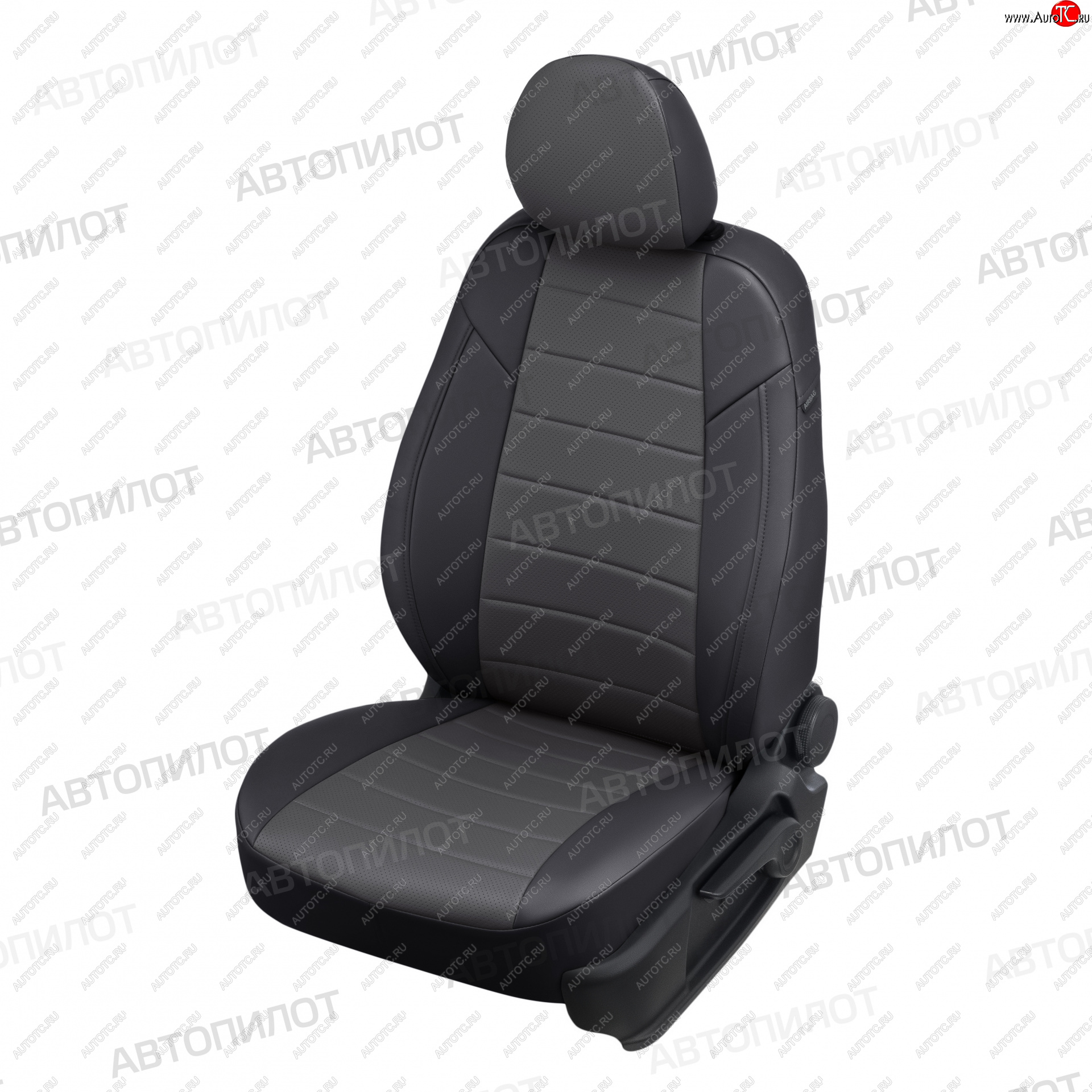 8 249 р. Чехлы сидений (экокожа) Автопилот KIA Cerato 2 TD седан (2008-2013) (черный/темно-серый)  с доставкой в г. Самара