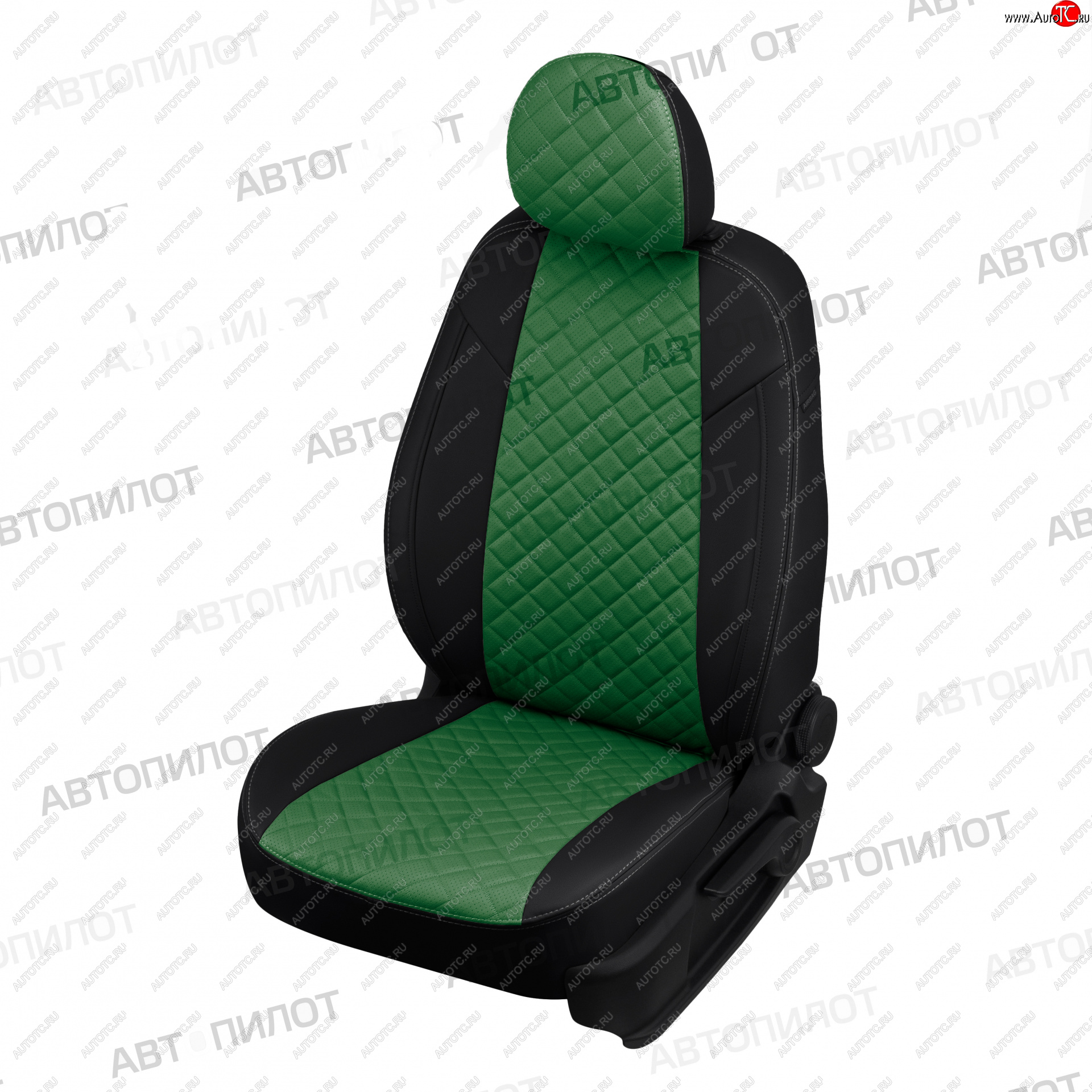 10 449 р. Чехлы сидений (экокожа) Автопилот Ромб KIA Venga дорестайлинг (2009-2015) (черный/зеленый)  с доставкой в г. Самара