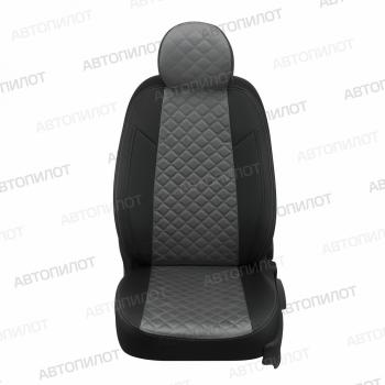 8 499 р. Чехлы на сиденья Алькантара ромб (5 мест раздел. 40/60 экокожа) Автопилот Peugeot Partner Tepee (2008-2012) (черный/серый)  с доставкой в г. Самара. Увеличить фотографию 3