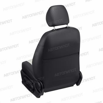 8 399 р. Чехлы на сиденья Экокожа (сплошная + вырез под подлокот. экокожа) Автопилот Toyota Hilux AN120 дорестайлинг (2016-2020) (черный/белый)  с доставкой в г. Самара. Увеличить фотографию 5
