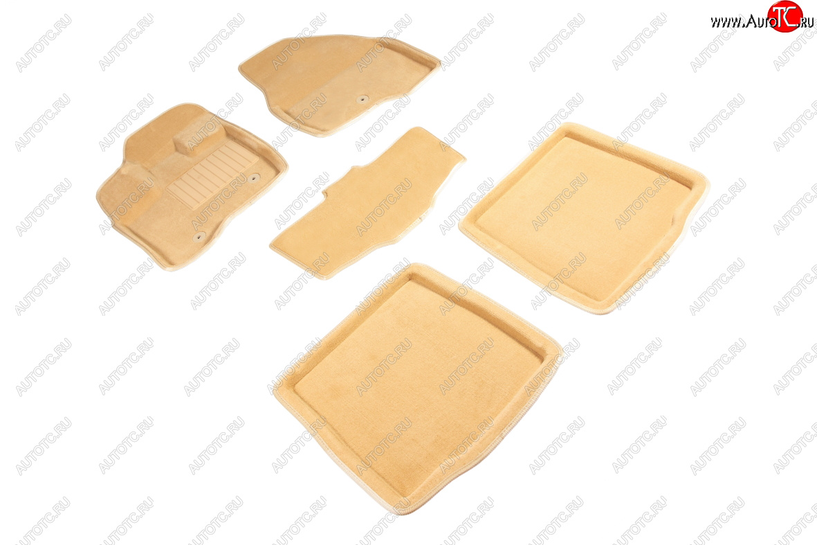 7 649 р. Комплект ковриков салона (ворсовые, 3D) SEINTEX  Ford Explorer  U502 (2015-2018) 1-ый рестайлинг, 5 дв. (Бежевый)  с доставкой в г. Самара