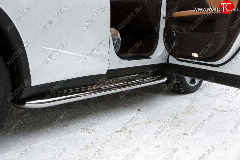36 999 р. Пороги с площадкой 60,3 мм кроме F-Sport ТСС Тюнинг Lexus RX 200T AL20 дорестайлинг (2015-2017) (серые)  с доставкой в г. Самара