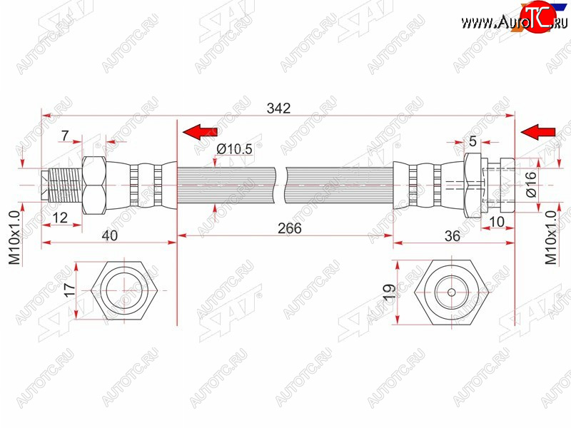 899 р. Шланг тормозной передний (Таиланд) RH SAT  Mitsubishi Fuso Canter (2000-2025)  с доставкой в г. Самара