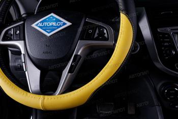 489 р. Оплётка на руль (37-39см BLW-003 кож/зам ) Автопилот Volvo XC90 L дорестайлинг (2015-2019) (черный/желтый)  с доставкой в г. Самара. Увеличить фотографию 2