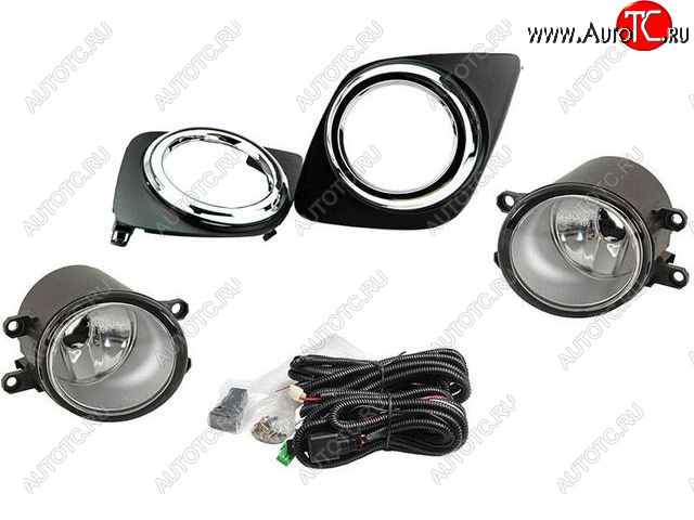 4 699 р. Комплект противотуманных фар (проводка, кнопка, решетка, пр-во Китай) BODYPARTS Toyota RAV4 XA30 5 дв. удлиненный 1-ый рестайлинг (2009-2010) (молдинг решетки хром)  с доставкой в г. Самара