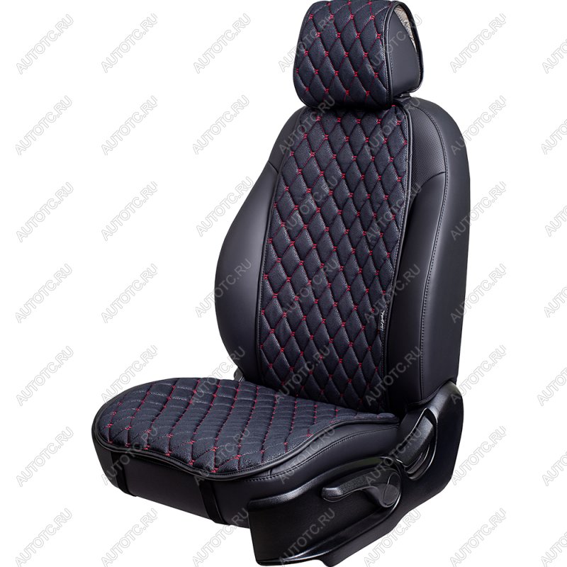 2 499 р. Накидка на сиденье (1 место Каир) МОНРО ст БАЙРОН Каир Lord Autofashion Isuzu Elf (NPR75)  дорестайлинг (2006-2014) (черный, строчка красная)  с доставкой в г. Самара