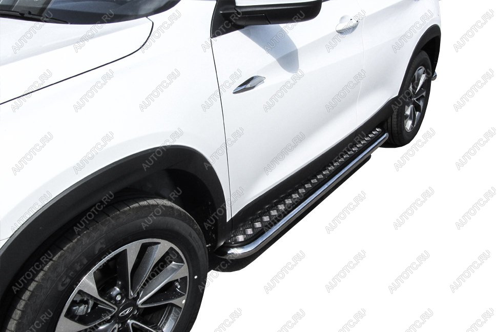 22 899 р. Защита порогов d57 с листом Slitkoff INFINITI EX35 J50 (2007-2013) (нержавейка с полимерным покрытием в цвет черный)  с доставкой в г. Самара
