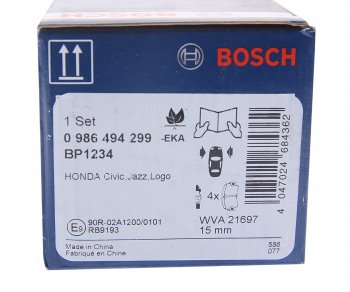 1 869 р. Колодки тормозные передние (4шт.) BOSCH Honda Civic AJ,AK,AU дорестайлинг (1983-1985)  с доставкой в г. Самара. Увеличить фотографию 4