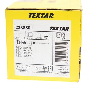 3 169 р. Колодки тормозные передние (4шт.) TEXTAR Subaru Impreza GD седан дорестайлинг (2000-2002)  с доставкой в г. Самара. Увеличить фотографию 3