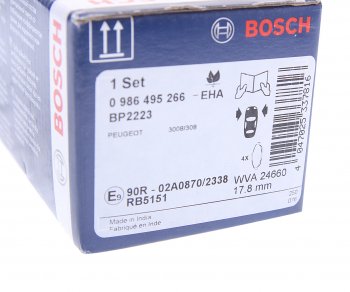 2 999 р. Колодки тормозные передние (4шт.) BOSCH Peugeot 3008 дорестайлинг (2009-2013)  с доставкой в г. Самара. Увеличить фотографию 4