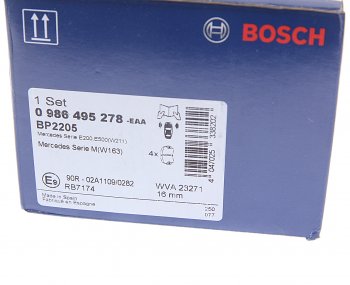4 699 р. Колодки тормозные передние (4шт.) BOSCH Mercedes-Benz E-Class W211 дорестайлинг седан (2002-2006)  с доставкой в г. Самара. Увеличить фотографию 4