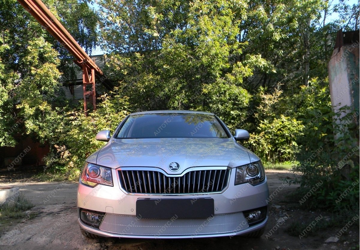 4 649 р. Защита радиатора Стрелка11 PREMIUM Skoda Superb (B6) 3T лифтбэк рестайлинг (2013-2015) (хром)  с доставкой в г. Самара