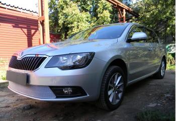 4 649 р. Защита радиатора Стрелка11 PREMIUM Skoda Superb (B6) 3T лифтбэк рестайлинг (2013-2015) (хром)  с доставкой в г. Самара. Увеличить фотографию 2