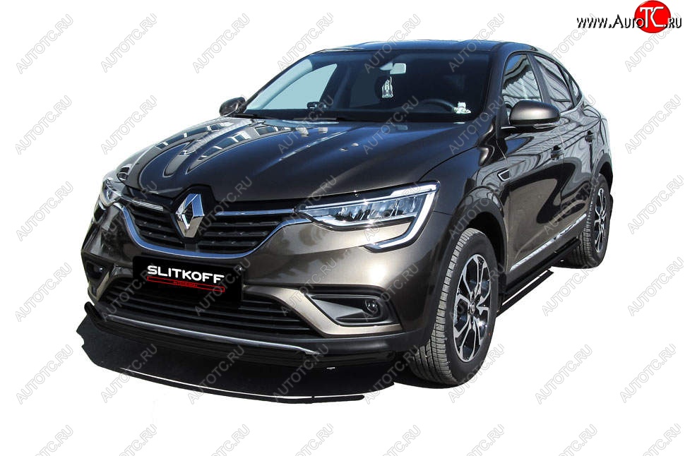 8 899 р. Защита переднего бампера Slitkoff (двойная, d42/32 мм) Renault Arkana (2019-2025) (Сталь с полимерным покрытием. Цвет: чёрный)  с доставкой в г. Самара