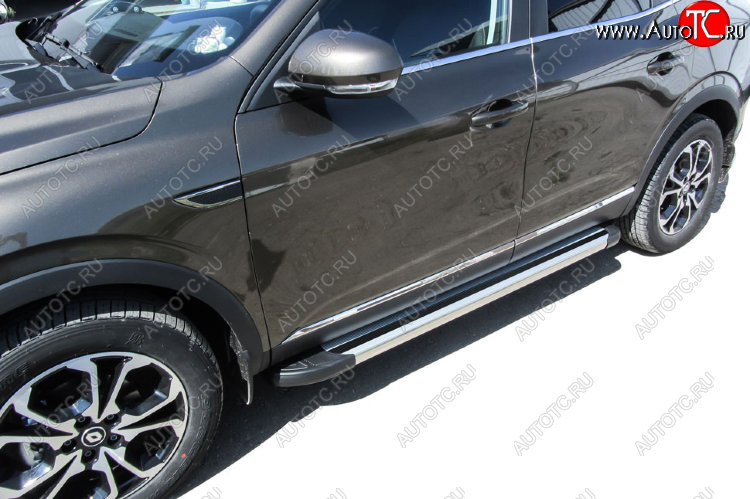 10 699 р. Пороги алюминиевые Slitkoff Renault Arkana (2019-2025) (Luxe Silver)  с доставкой в г. Самара