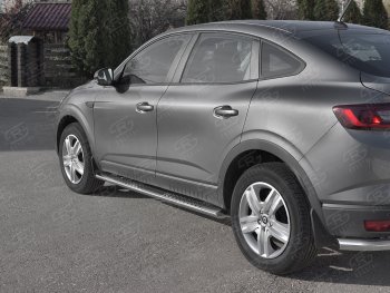19 399 р. Защита порогов (Ø120x60 мм с проступью, нержавейка) Russtal Renault Arkana (2019-2025)  с доставкой в г. Самара. Увеличить фотографию 2
