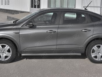 18 799 р. Защита порогов (Ø63 мм, нержавейка) SLITKOFF Renault Arkana (2019-2025) (С пластиковыми заглушками на торцах)  с доставкой в г. Самара. Увеличить фотографию 2