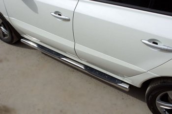 24 549 р. Защита порогов с пластиковыми вставками для ног из круглой трубы диаметром 76 мм SLITKOFF v3 Renault Koleos Phase 1 (2007-2011)  с доставкой в г. Самара. Увеличить фотографию 3