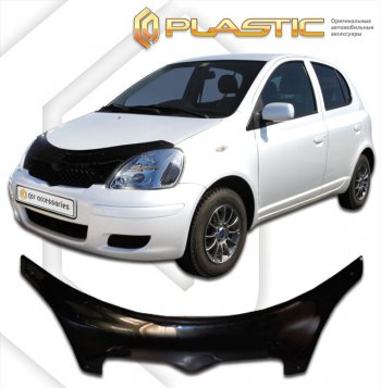 2 799 р. Дефлектор капота CA-Plastic exclusive Toyota Yaris XP10 хэтчбэк 5 дв. (1999-2005) (серия Classic чёрный, Без надписи)  с доставкой в г. Самара. Увеличить фотографию 2