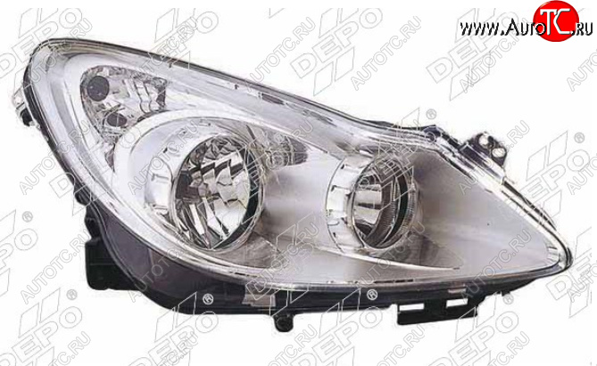 13 599 р. Правая фара (хром) DEPO Opel Corsa D дорестайлинг, хэтчбэк 3 дв. (2006-2010)  с доставкой в г. Самара