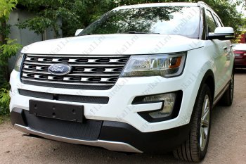 3 399 р. Защитная сетка в бампер (ячейка 4х10 мм, середина) Alfeco Премиум Ford Explorer U502 1-ый рестайлинг, 5 дв. (2015-2018) (Чёрная)  с доставкой в г. Самара. Увеличить фотографию 3