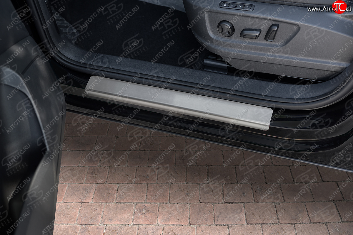 1 569 р. Накладки порожков салона Russtal Skoda Karoq NU7 дорестайлинг (2017-2021) (Нержавейка шлифованная)  с доставкой в г. Самара