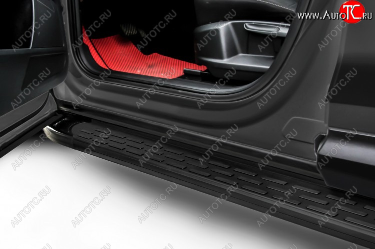17 399 р. Пороги алюминиевые Slitkoff Skoda Kodiaq NU7 дорестайлинг (2017-2021) (Premium Black)  с доставкой в г. Самара