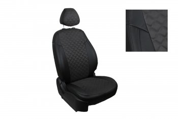Чехлы для сидений Seintex Ромб Алькантара (с подлокотником) Skoda Octavia  A5 (2004-2013) дорестайлинг лифтбэк, дорестайлинг универсал, лифтбэк рестайлинг, рестайлинг универсал (Цвет: черный)