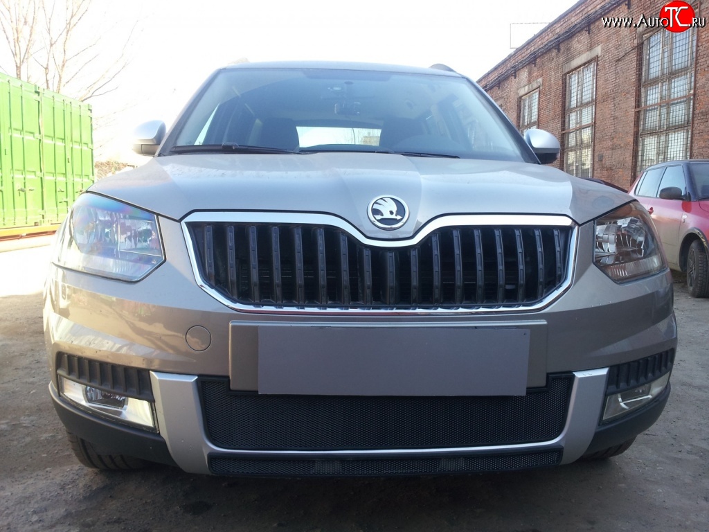 1 399 р. Нижняя сетка на бампер Outdoor Russtal (черная) Skoda Yeti (2013-2018)  с доставкой в г. Самара