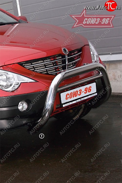 17 729 р. Защита переднего бампера Souz-96 (d76) SSANGYONG Actyon Sport (2006-2011)  с доставкой в г. Самара