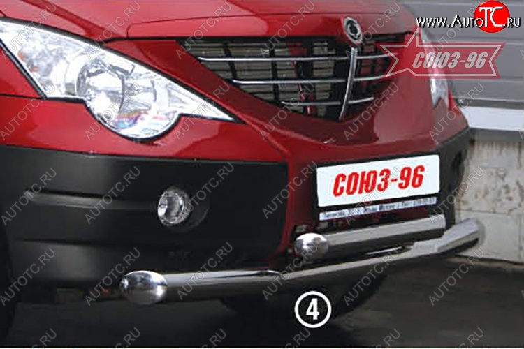 18 314 р. Защита переднего бампера двойная Souz-96 (d76/60) SSANGYONG Actyon Sport (2006-2011)  с доставкой в г. Самара