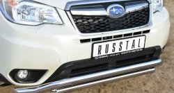 22 999 р. Защита переднего бампера (2 трубыØ63 мм, волна, нержавейка) SLITKOFF Subaru Forester SJ дорестайлинг (2012-2016)  с доставкой в г. Самара. Увеличить фотографию 2