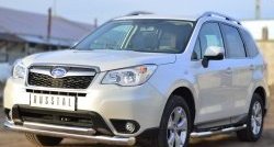 21 449 р. Защита переднего бампера (2 трубыØ76 и 63 мм, нержавейка) SLITKOFF Subaru Forester SJ дорестайлинг (2012-2016)  с доставкой в г. Самара. Увеличить фотографию 2