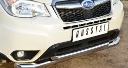 21 449 р. Защита переднего бампера (2 трубыØ76 и 63 мм, нержавейка) SLITKOFF Subaru Forester SJ дорестайлинг (2012-2016)  с доставкой в г. Самара. Увеличить фотографию 3