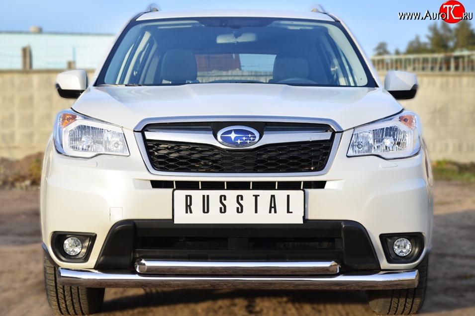 21 449 р. Защита переднего бампера (2 трубыØ76 и 63 мм, нержавейка) SLITKOFF Subaru Forester SJ дорестайлинг (2012-2016)  с доставкой в г. Самара
