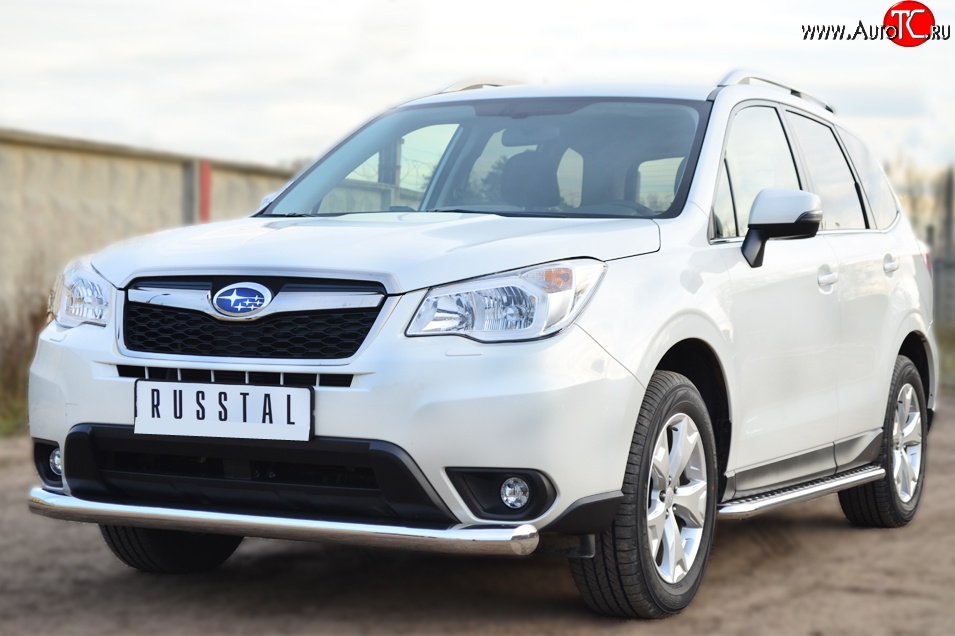 16 999 р. Одинарная защита переднего бампера диаметром 76 мм SLITKOFF Subaru Forester SJ дорестайлинг (2012-2016)  с доставкой в г. Самара