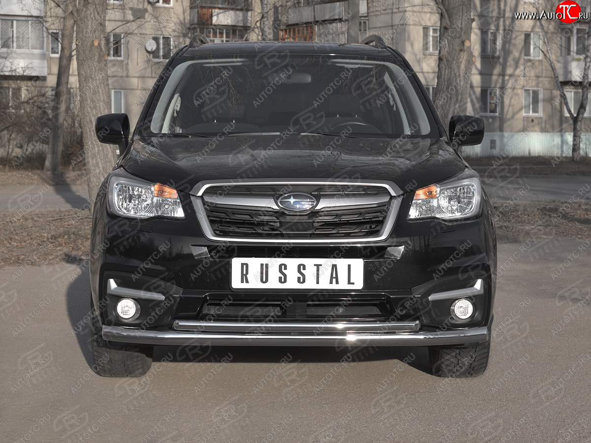 24 599 р. Защита переднего бампера SLITKOFF d63 секции-d42 дуга Subaru Forester SJ рестайлинг (2016-2019)  с доставкой в г. Самара