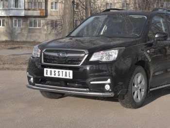 24 599 р. Защита переднего бампера SLITKOFF d63 секции-d42 дуга Subaru Forester SJ рестайлинг (2016-2019)  с доставкой в г. Самара. Увеличить фотографию 2