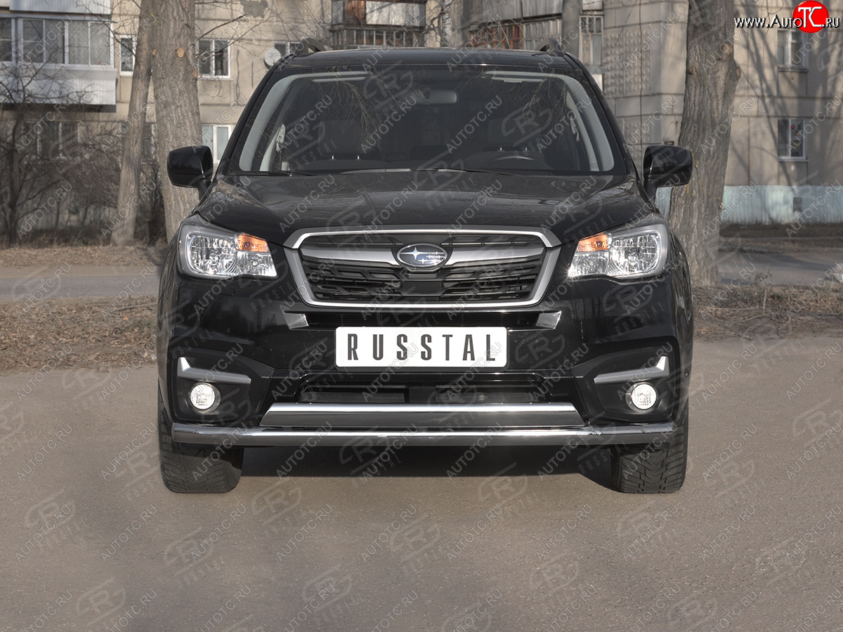18 549 р. Защита переднего бампера (2 трубы Ø63 и 75х42 мм, нержавейка) Russtal Subaru Forester SJ рестайлинг (2016-2019)  с доставкой в г. Самара