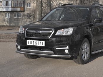 18 549 р. Защита переднего бампера (2 трубы Ø63 и 75х42 мм, нержавейка) Russtal Subaru Forester SJ рестайлинг (2016-2019)  с доставкой в г. Самара. Увеличить фотографию 2