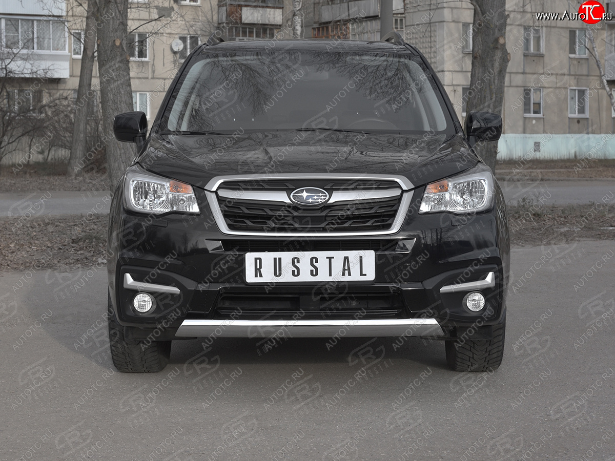 11 599 р. Защита переднего бампера (Ø75x42 мм, нержавейка) Russtal Subaru Forester SJ рестайлинг (2016-2019)  с доставкой в г. Самара