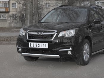 11 599 р. Защита переднего бампера (Ø75x42 мм, нержавейка) Russtal Subaru Forester SJ рестайлинг (2016-2019)  с доставкой в г. Самара. Увеличить фотографию 2