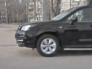 11 599 р. Защита переднего бампера (Ø75x42 мм, нержавейка) Russtal Subaru Forester SJ рестайлинг (2016-2019)  с доставкой в г. Самара. Увеличить фотографию 3